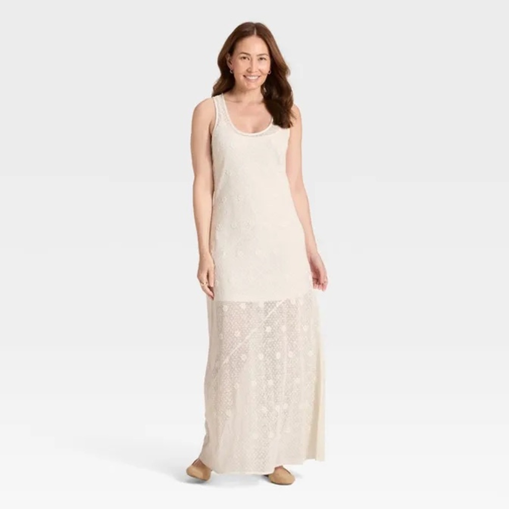 Universal Thread Cream Lace Maxi Tank Dress